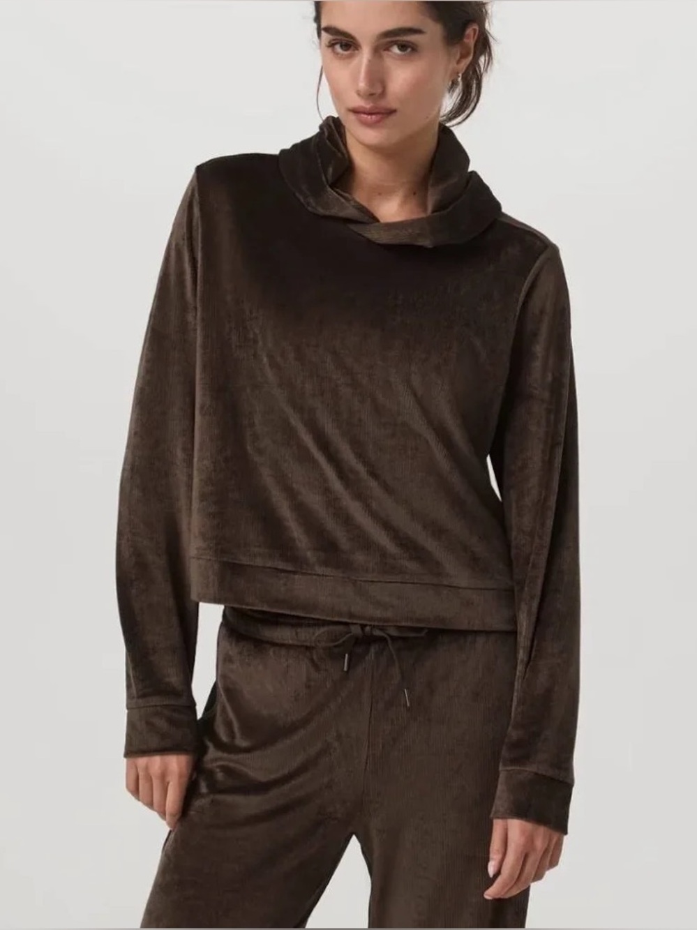 Vuori Haven Hoodie Brown Ribbed Soft Plush Small
